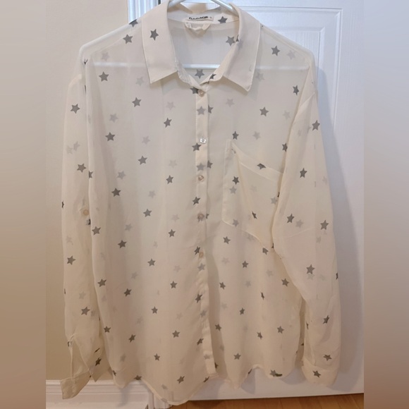 Sheer Star Collared Blouse - Picture 1 of 3